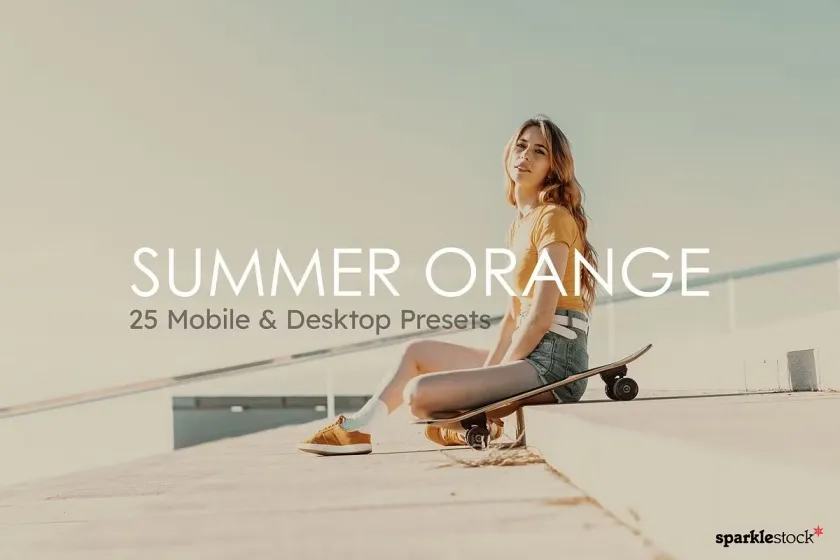 25个夏季橙色复古胶片Lightroom预设及视频电影Vlog后期调色LUT预设 25 Summer Orange Lightroom Presets