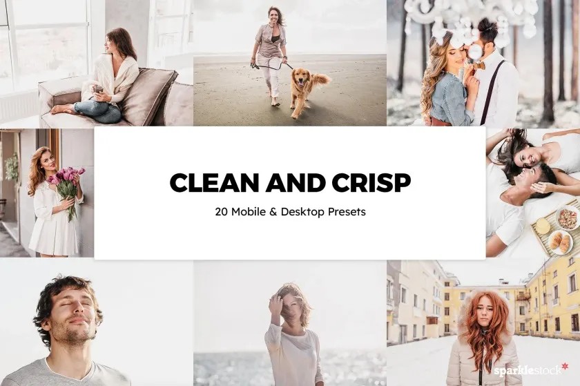 20个干净清爽的人像Lightroom预设和社交媒体短视频调色LUT预设 20 Clean and Crisp Lightroom Presets & LUTs