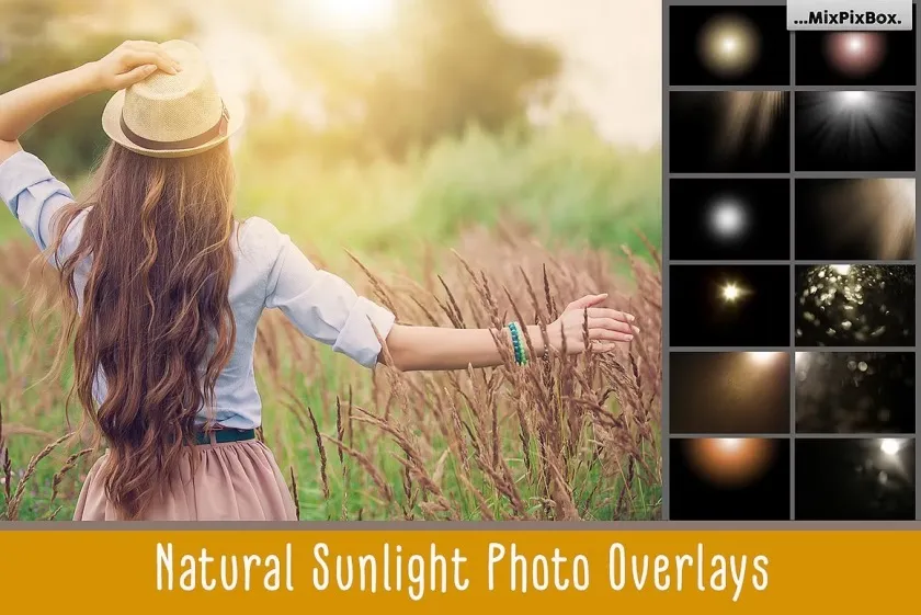 60高清太阳逆光光斑耶稣光自然光叠加合成素材 Natural Sunlight photo overlays