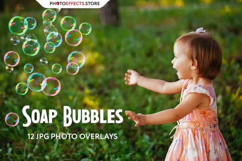 12个高清肥皂泡泡气泡水泡照片合成素材 12 Soap Bubbles Photo Overlays