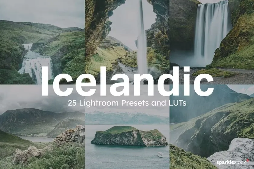 冰岛风光摄影后期调色Lightroom预设及无人机视频调色LUT预设 25 Icelandic Lightroom Presets LUTs