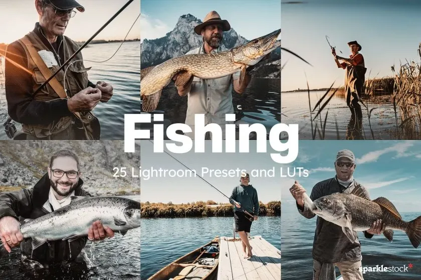 旅行钓鱼休闲生活摄影调色Lightroom预设及视频调色LUT预设 Fishing Lightroom Presets and LUTs