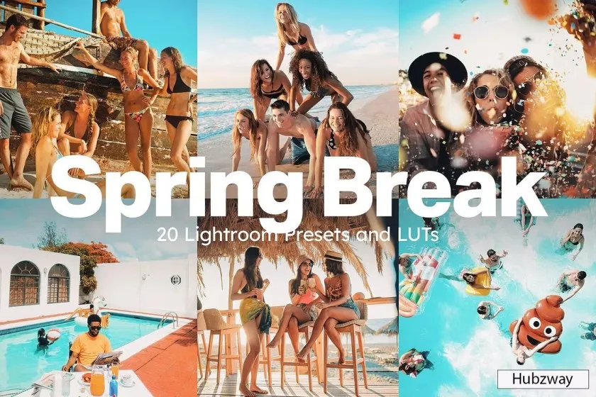 20款夏日海滩派对冲浪旅拍人像Lightroom预设电影调色LUT预设 20 Spring Break Lightroom Presets and LUTs