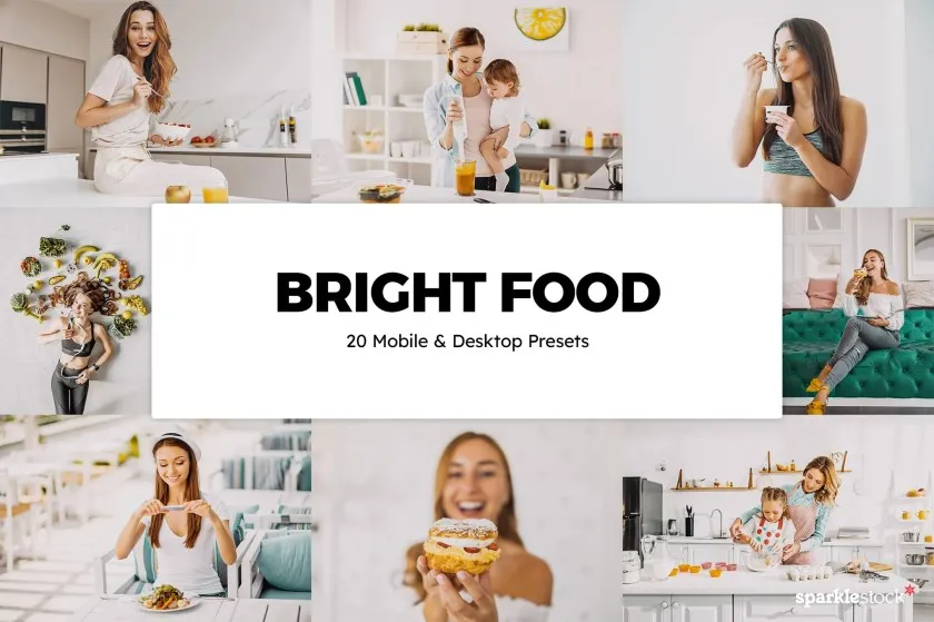 INS美食博主Lightroom预设与APP预设及LUT预设 20 Bright Food Lightroom Presets and LUTs
