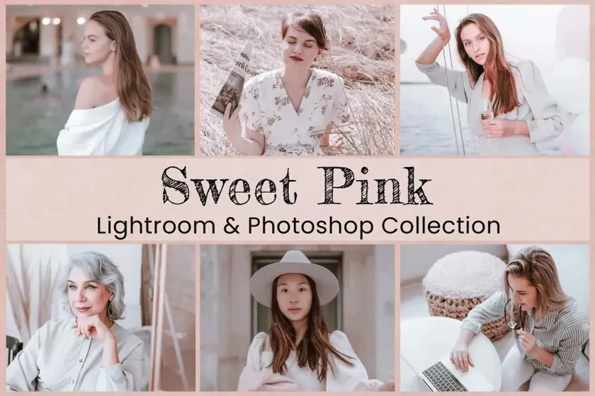 INS粉红玫瑰金时尚通透人像Lightroom预设与APP滤镜 Sweet Pink Photo Edit Collection