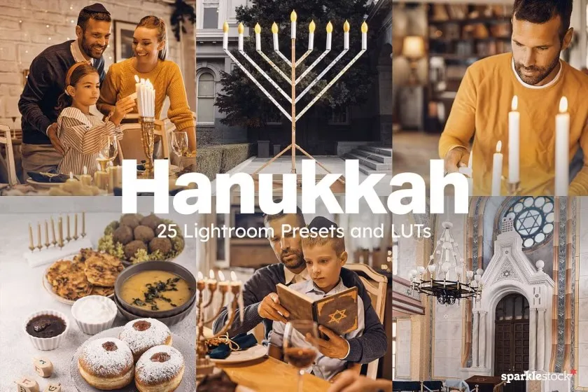25个犹太人光明节人像摄影后期Lightroom 预设和MV视频LUT预设 25 Hanukkah Lightroom Presets LUTs