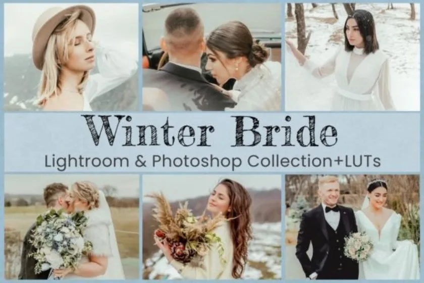 冬季婚礼新娘人像调色Lightroom预设及婚礼视频调色LUT预设 Winter Bride Photo & Video Presets