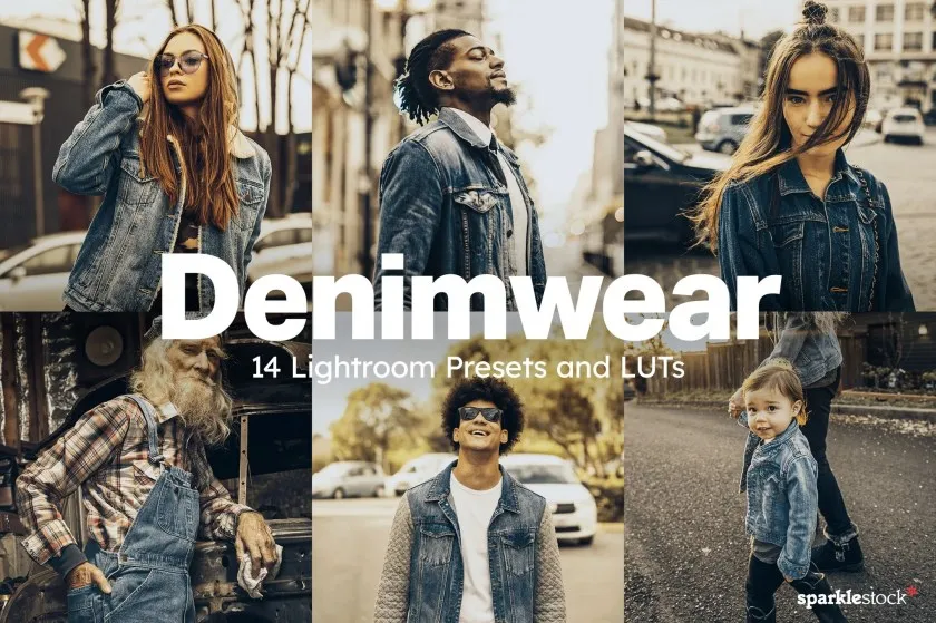 14个经典永恒电影胶片Lightroom预设及电影视频调色LUT预设 14 Denimwear Lightroom Presets and LUTs