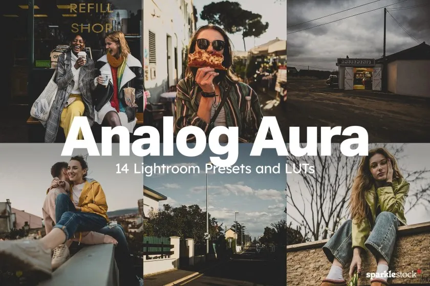 14个模拟电影胶片氛围调色Lightroom预设及电影视频调色LUT预设 14 Analog Aura Lightroom Presets and LUTs