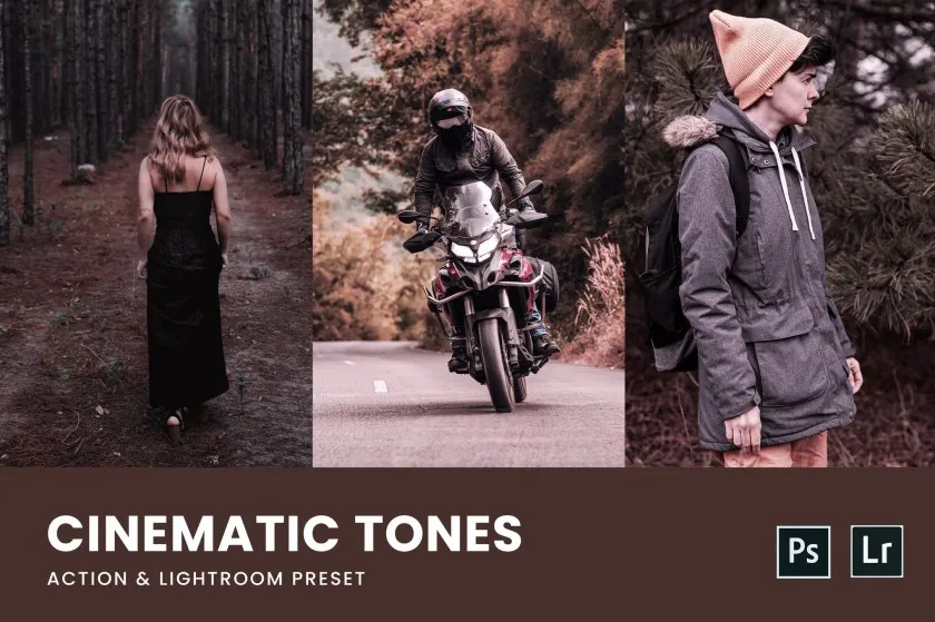 经典电影胶片黄色调和 Lightrom预设与移动版LR预设Photoshop动作 Cinematic Tone Photoshop Action & Lightrom Presets