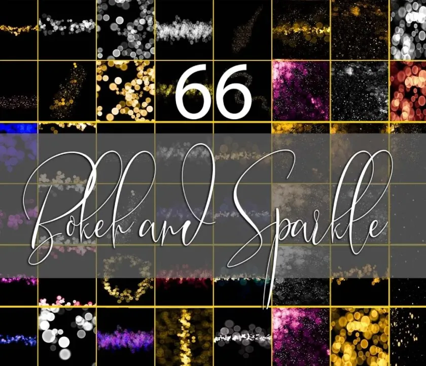 66张金色散景魔力光斑照片叠加覆盖PNG图片素材 Bokeh & Sparkle