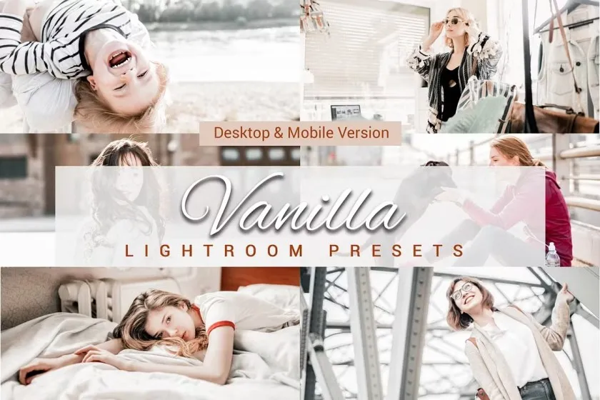 清淡简约清雅香草人像Lightroom预设Ps动作和电影视频LUT调色滤镜 Vanilla Lightroom Presets