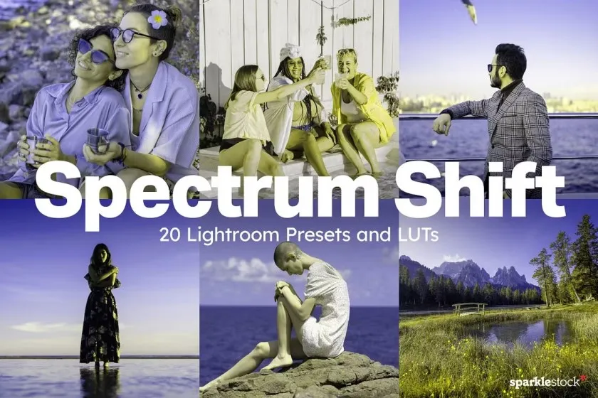 超现实色彩频谱偏移AI人工智能自适应Lightroom预设和LUT预设 20 Spectrum Shift Lightroom Presets and LUTs