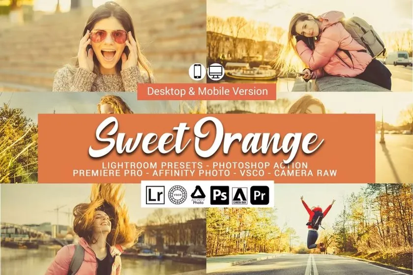 秋季甜橙色电影人像Lightroom预设/PS动作/与电影LUT预设 Sweet Orange Lightroom Presets
