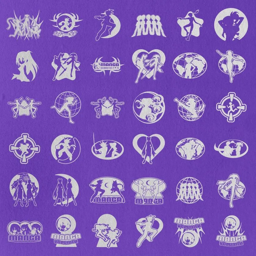 80多个童年复古动漫元素剪影PNG矢量素材 80+ Anime Silhouettes And Graphics Assets Pack