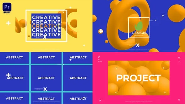 多彩图文元素标志动画开场创意片头PR模板 Creative Opener