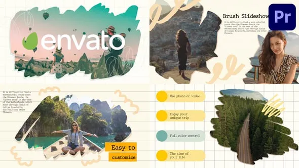 艺术笔刷水墨风时尚多彩创意照片幻灯片PR模板 Brush Slideshow for Premiere Pro