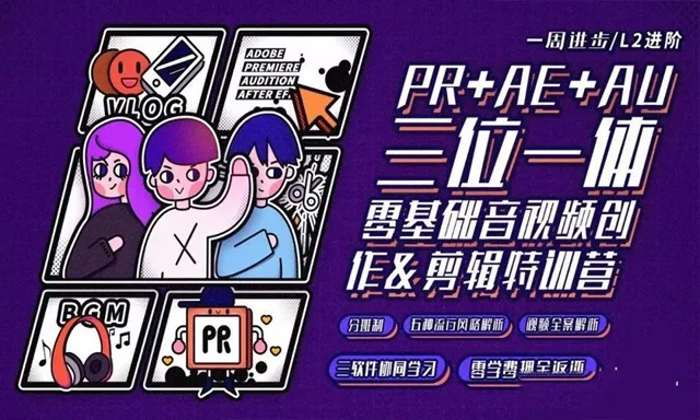 Premiere剪辑进阶PR+AE+AU综合深化视频创作系统训练中文视频教程