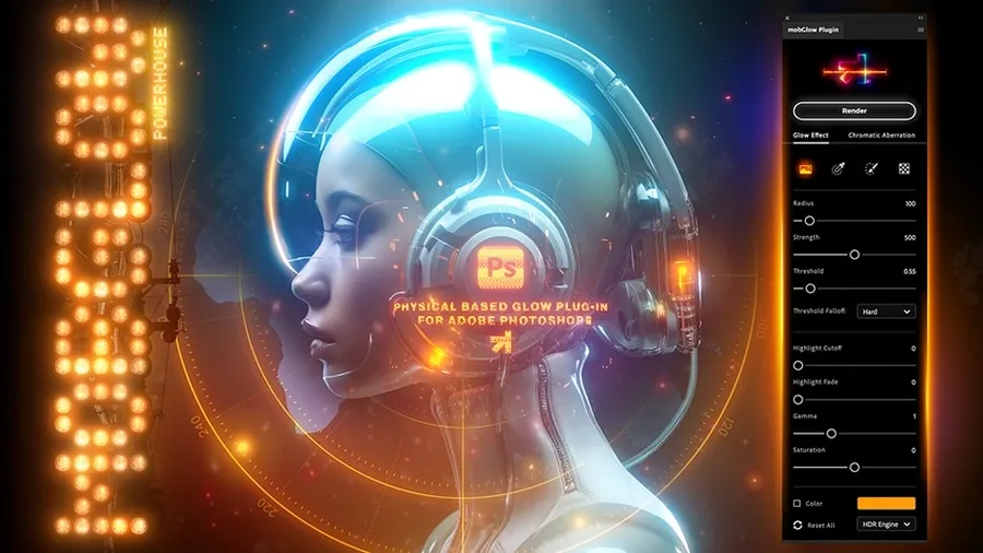 柔和梦幻光晕滤镜照片发光扩散辉光特效PS插件 mobGlow Photoshop Plugin v1.0.1 Win&Mac汉化版