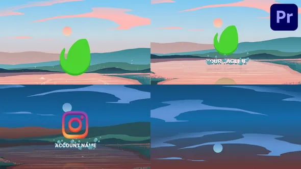 卡通手绘彩色海滩绘画风格LOGO标志展示PR模板下载 Painting Logo for Premiere Pro