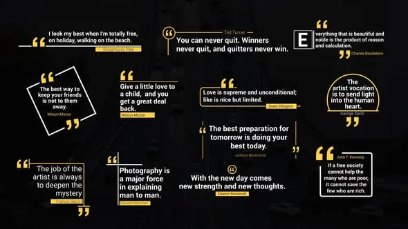 12种双引号标题动画PR模板名言名句采访视频引号字幕下载 Modern Quotes Pack