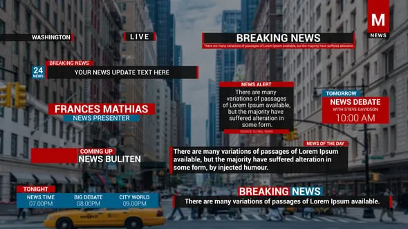 新闻频道栏目包装人名字幕条动画PR模板下载 Broadcast Lower Thirds