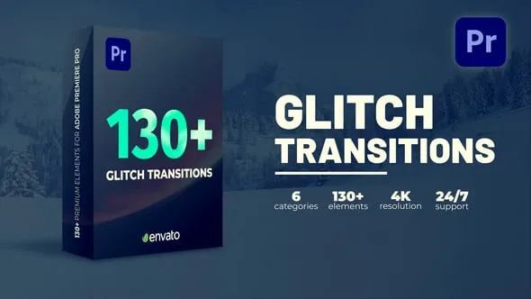 130种故障特效视频画面过渡PR转场模板下载 Glitch Transitions