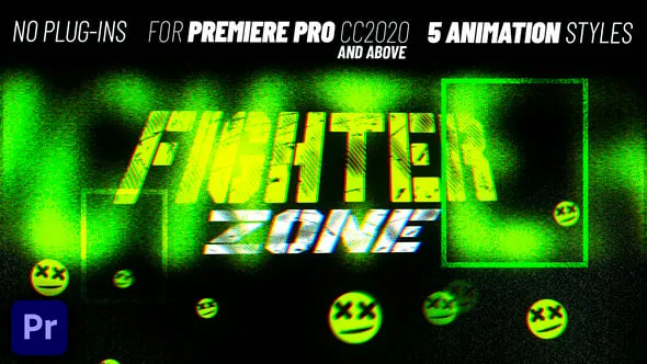 5种彩色故障失真特效开场宣传标题动画预设PR模板下载 5 Grunge Title Presets For Premiere Pro MOGRT