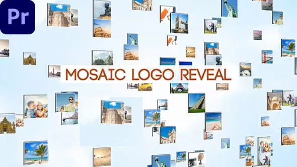 多张图片汇聚效果现代简约企业标志动画展示PR模板下载 Mosaic Logo Reveal | Premiere Pro