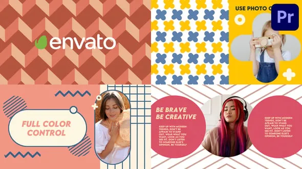 酷炫移动几何形状风格时尚创意彩色幻灯片PR模板 Creative Colorful Slideshow for Premiere Pro