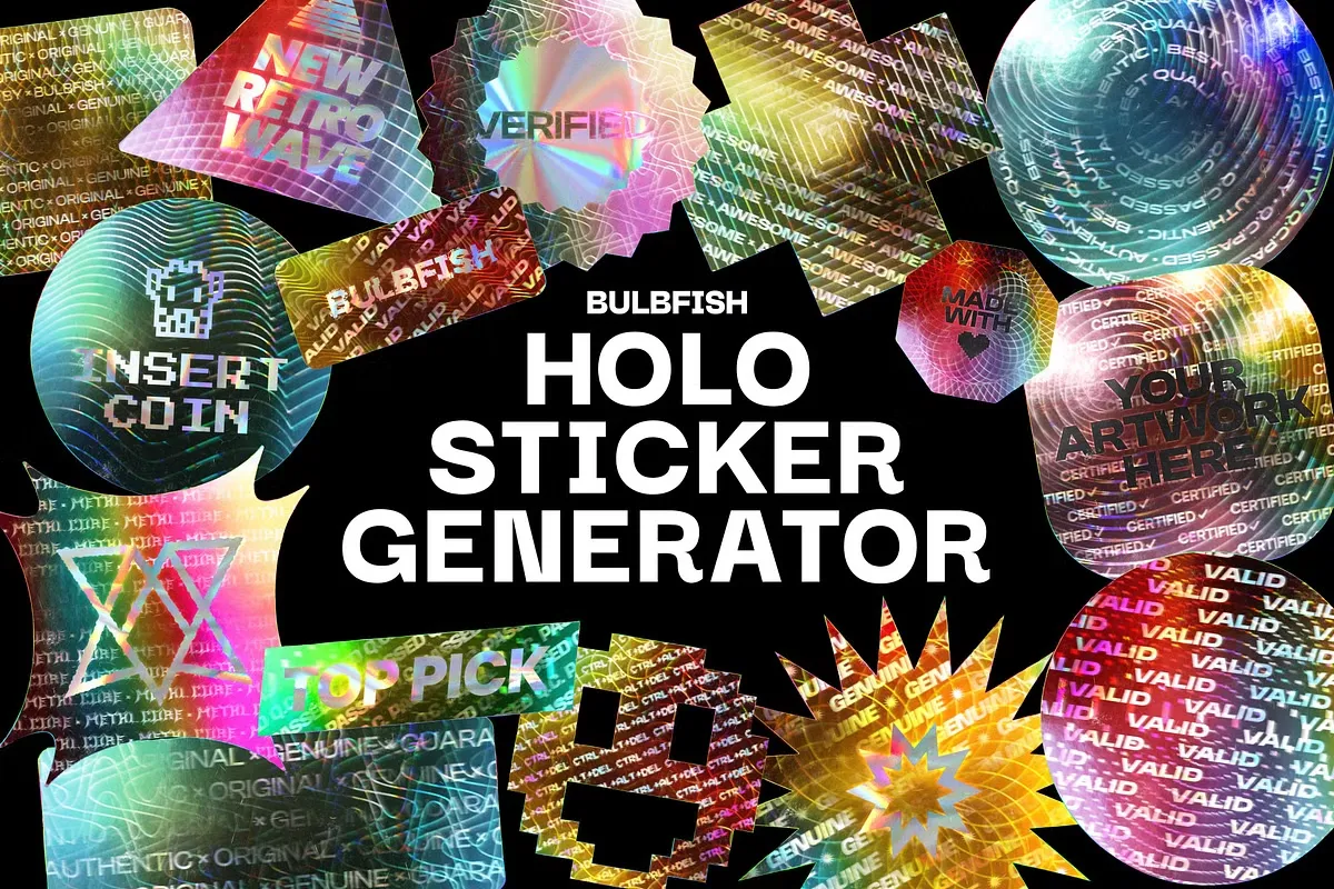 全息贴纸不干胶镭射渐变生成器PS样机模板 Holo Sticker Generator