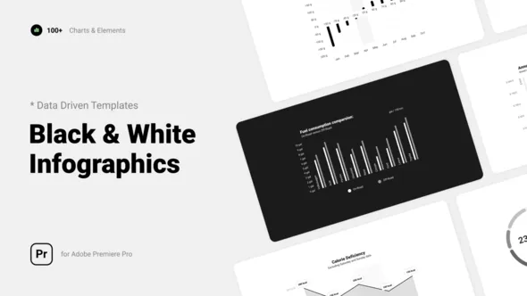 现代商务黑白数据分析信息图标PR模板下载 Black & White Infographics l MOGRT for Premiere Pro
