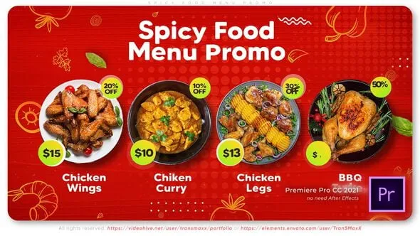 热辣厨房美味烧烤商务创意食品宣传广告片PR模板下载 Spicy Food Menu Promo
