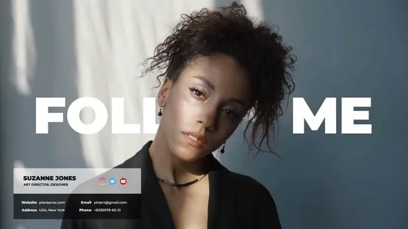 时尚流行品牌商务宣传片文本标题动画PR模板下载 Follow me