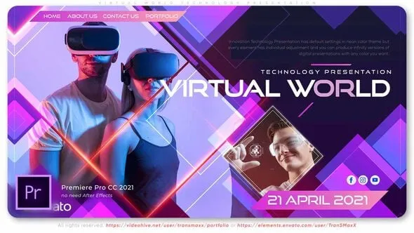 潮流品牌商业虚拟网络活动炫酷现代宣传片PR模板下载 Virtual World Technology Presentation