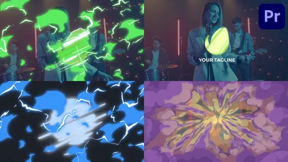 卡通时尚新颖创意标志动画LOGO展示潮流PR模板 Dynamic Anime Burst Logo Pack for Premiere Pro