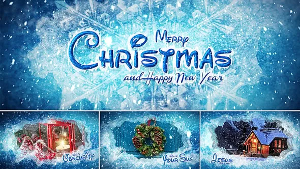 雪花冰冻冷季节圣诞节宣传视频相册AE与PR模板下载 Christmas Opener