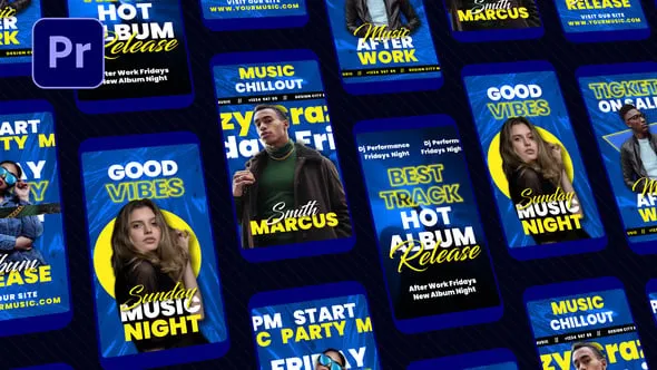 歌曲音乐宣传垂直短视频音乐专辑海报广告制作Premiere模板下载 Album Release Reels