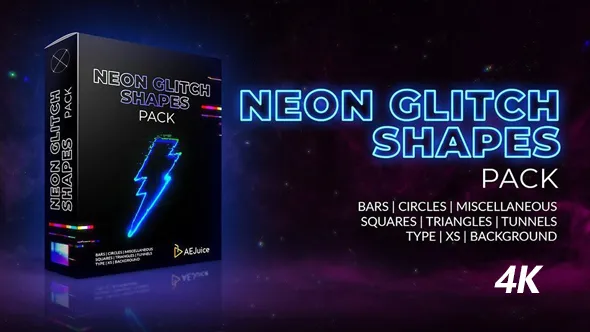 Neon Glitch Shapes 霓虹毛刺图形动画元素AE&PR模板/视频素材