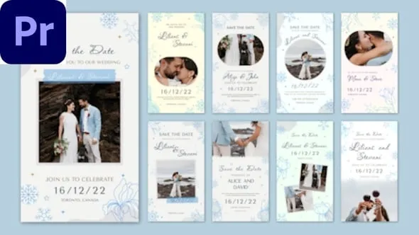 美丽婚礼请柬动态幻灯片短视频PR模板下载 Wedding Invitation Instagram Stories MOGRT