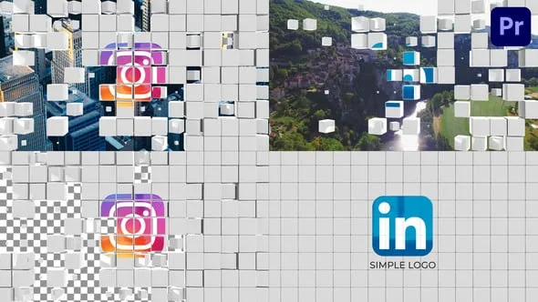 3D方块转场展示LOGO动画视频过渡效果PR模板下载 Transition Logo Reveal