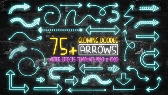 75多种发光涂鸦箭头动画效果AE与PR模板下载 75 Glowing Doodle Arrow Pack After Effects