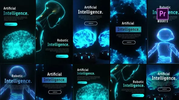 人工智能AI技术社交媒体垂直和方屏介绍展示PR模板下载 Ai Stories and Posts Pack