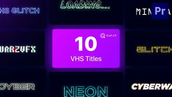 故障霓虹灯效果文本动画VHS标题AE与PR模板下载 VHS Titles for Premiere Pro Vol. 01