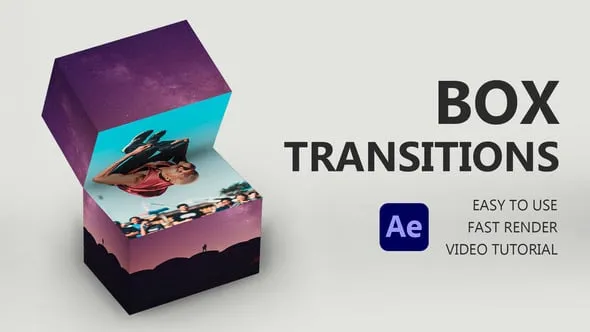 逼真3d立体盒子过渡方框切割旋转阴影过渡效果AE与PR模板下载 Box Transitions for After Effects