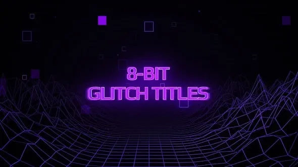 带有拉伸毛刺效果复古故障文本动画AE与PR模板下载 8-Bit Glitch Titles