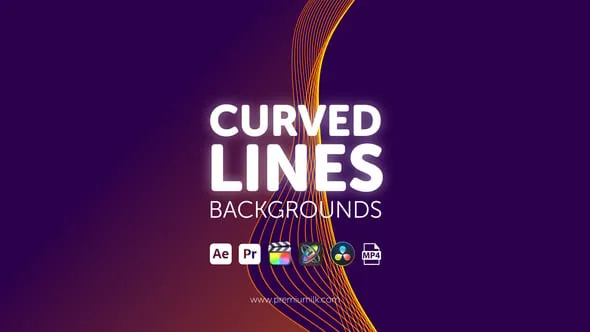 曲线线条多彩背景适用4K竖屏方屏多种分辨率AE与PR模板下载 Curved Lines Backgrounds
