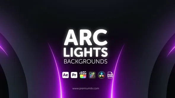 11个弧形线条多彩灯光效果元素弧光灯背景AE与PR模板 Arc Lights Backgrounds
