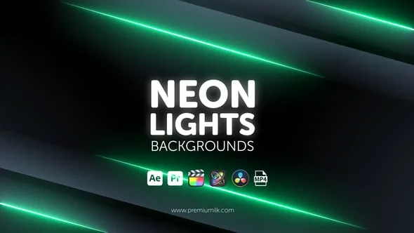 11个霓虹灯背景元素动画AE与PR模板 Neon Lights Backgrounds