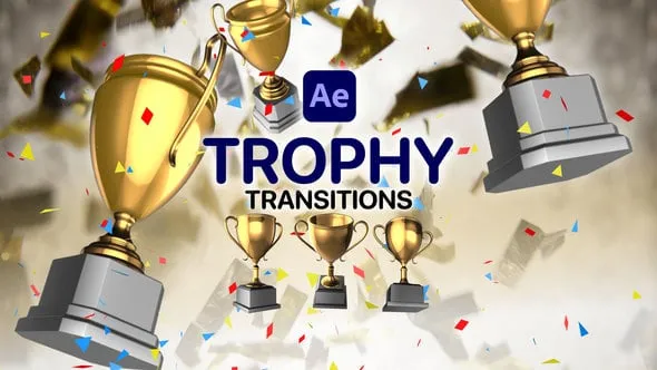 3D奖杯过渡银色和金色旋转奖杯转场动画加AE与PR模板下载 Trophy Transitions for After Effects